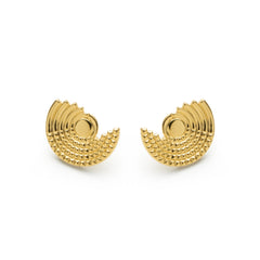 RSNY diamond pattern retro stud earrings - RSNY R2162B 铜镀金/银耳针 约24*18*3mm 钻石纹设计元素/半剖面几何造型/纯银高品质耳针/镜面级精工抛光