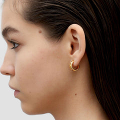 RSNY diamond pattern earrings - RSNY R2098B 铜镀金/银耳针 约7*15*16mm 钻石级精巧切面/四分之三圈耳环/纯手工镶嵌技艺/精致感细节处理