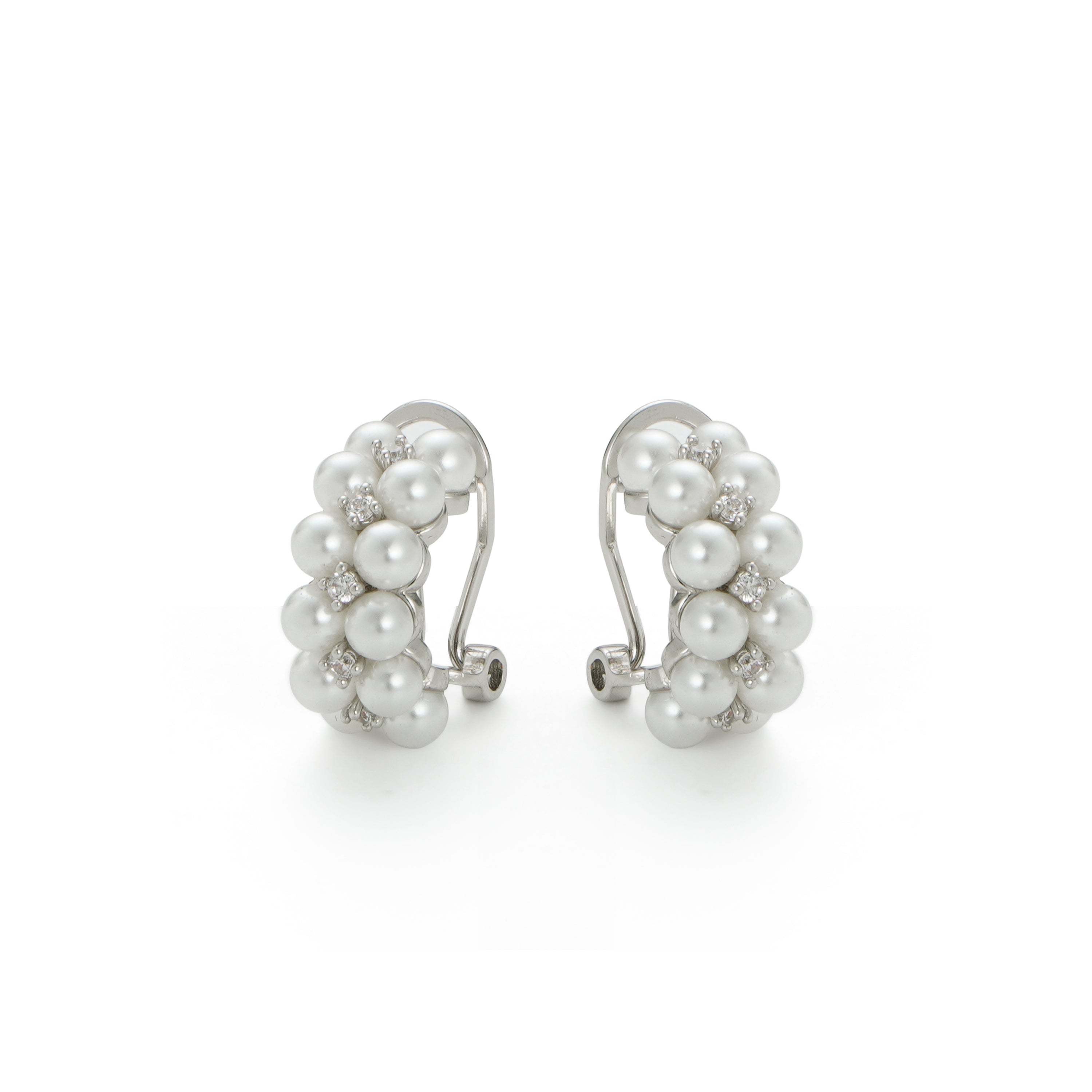 RSNY double pearl earrings - RSNY R2164A 铜镀铑/银耳针 约19*8*13mm 波点型设计元素/时尚感几何造型/优选精品级贝珠/精致感细节处理