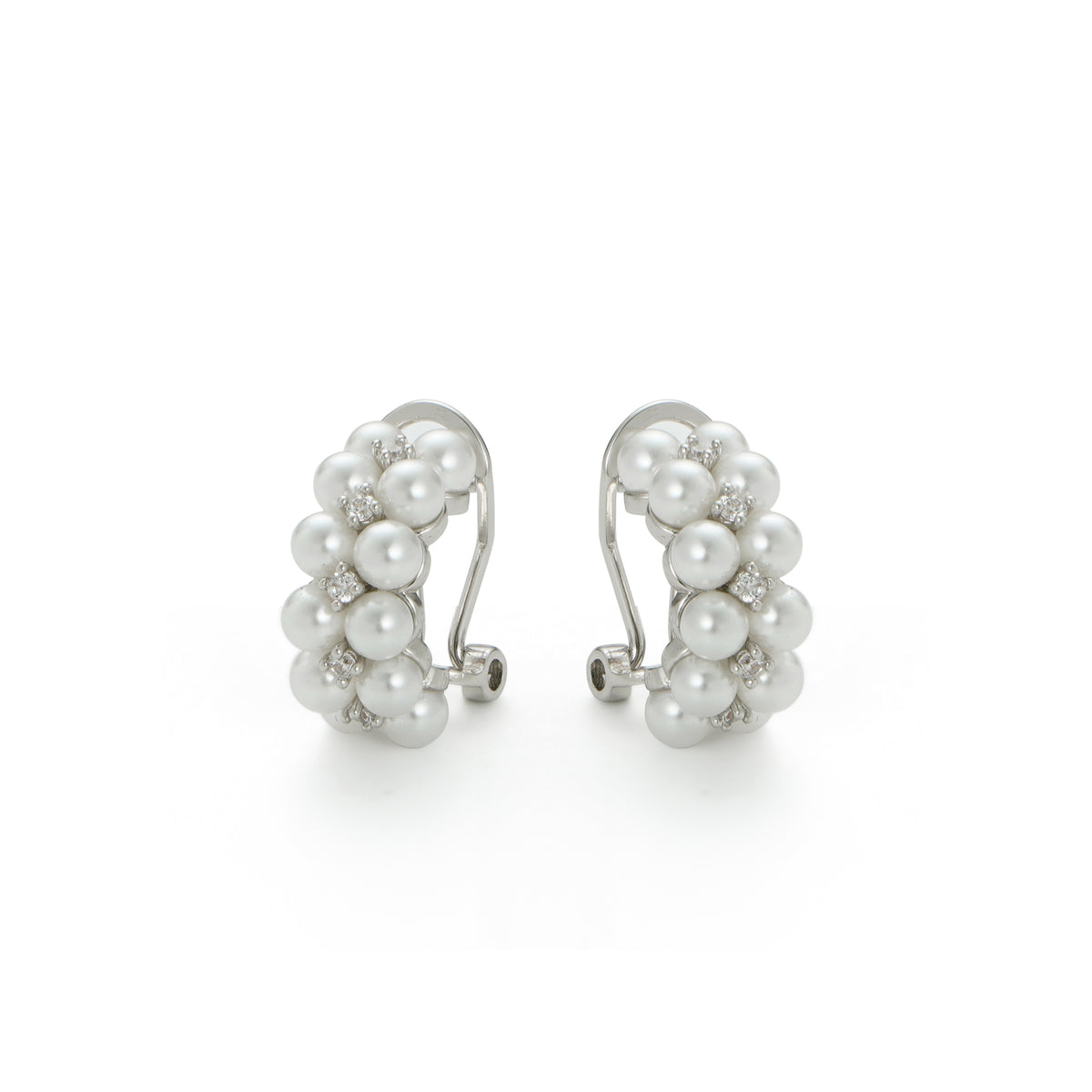 RSNY double pearl earrings - RSNY R2164A 铜镀铑/银耳针 约19*8*13mm 波点型设计元素/时尚感几何造型/优选精品级贝珠/精致感细节处理