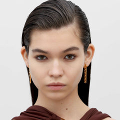 RSNY Double Wear Earring Chain - RSNY R2084B 铜镀金/银耳针约8*48*4mm 钻石纹设计元素/时尚绕圈纹设计/精致感细节处理/纯银高品质耳针