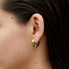 RSNY diamond pattern earrings - RSNY R2107B 铜镀金/银耳针 约3*17*18mm 几何感切面造型/镜面级精工抛光/四分之三圈耳环/纯银高品质耳针