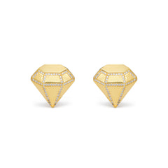 RSNY three-dimensional drill stud earrings - RSNY R2088B 铜镀金/S925银耳针/立方氧化锆 重量:7.8g 约20*5*20mm 钻石型设计元素/纯银高品质耳针/纯手工镶嵌技艺/镜面级精工抛光/轻量化品牌工艺