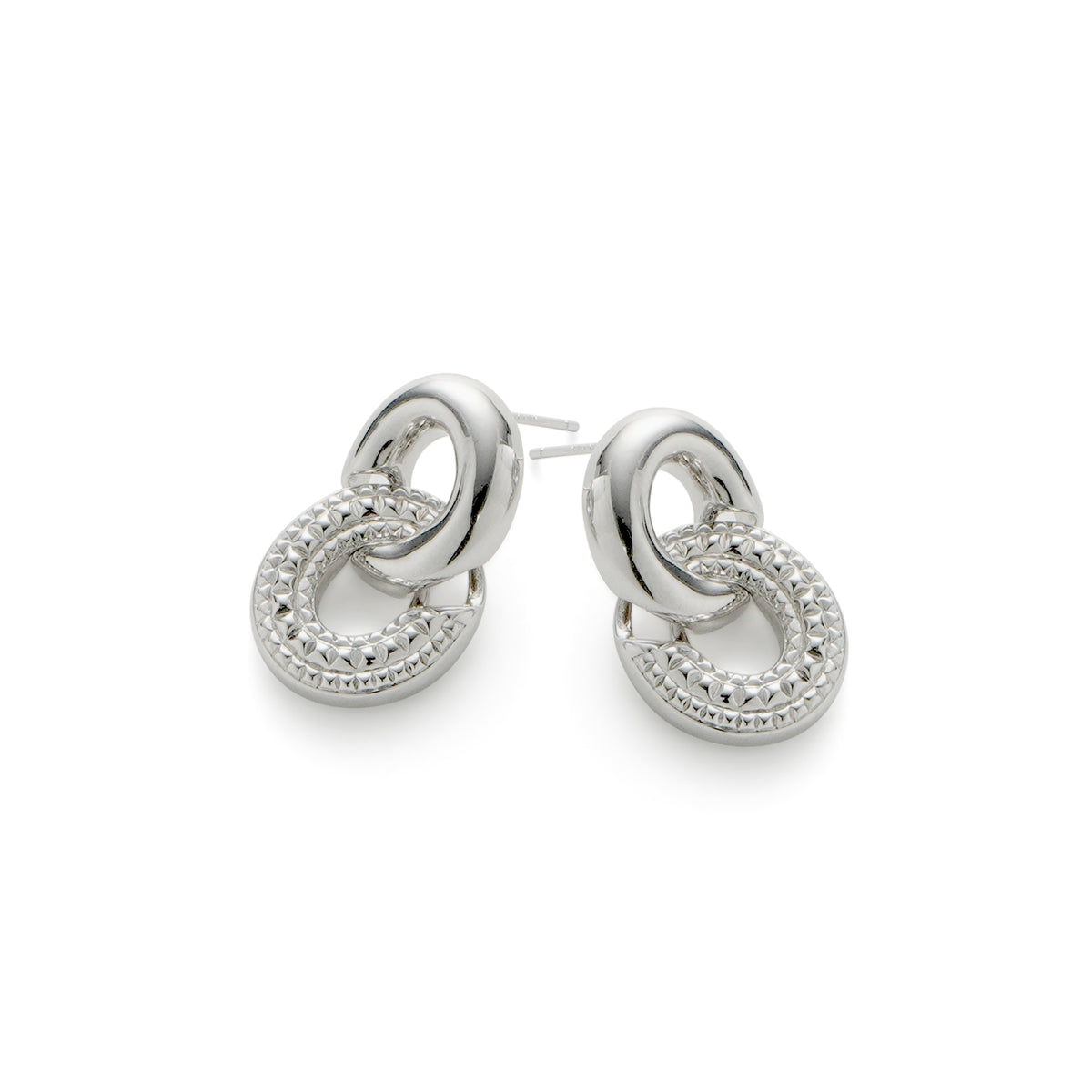RSNY diamond pattern chain earrings - RSNY R2059A Copper Rhodium Plated/Tremella Needle Size: 15 * 25 * 4mm Diamond pattern design elements/sterling silver high-quality ear needles/staggered ring geometric shape/lightweight brand craftsmanship