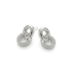 RSNY diamond pattern chain earrings - RSNY R2059A Copper Rhodium Plated/Tremella Needle Size: 15 * 25 * 4mm Diamond pattern design elements/sterling silver high-quality ear needles/staggered ring geometric shape/lightweight brand craftsmanship