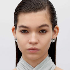RSNY diamond pattern retro stud earrings - RSNY R2162A 铜镀铑/银耳针 约24*18*3mm 钻石纹设计元素/半剖面几何造型/纯银高品质耳针/镜面级精工抛光