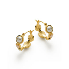 RSNY irregular pearl earrings - RSNY R2169B 铜镀金/银耳针 约22*22*7mm 圆环型设计元素/时尚感几何造型/优选精品级贝珠/精致感细节处理