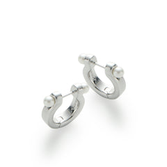 RSNY simple pearl earrings - RSNY R2110A 铜镀铑/银耳针 约5*18*20mm 通勤款几何造型/优选精品级贝珠/微厚重精巧质感/镜面级精工抛光