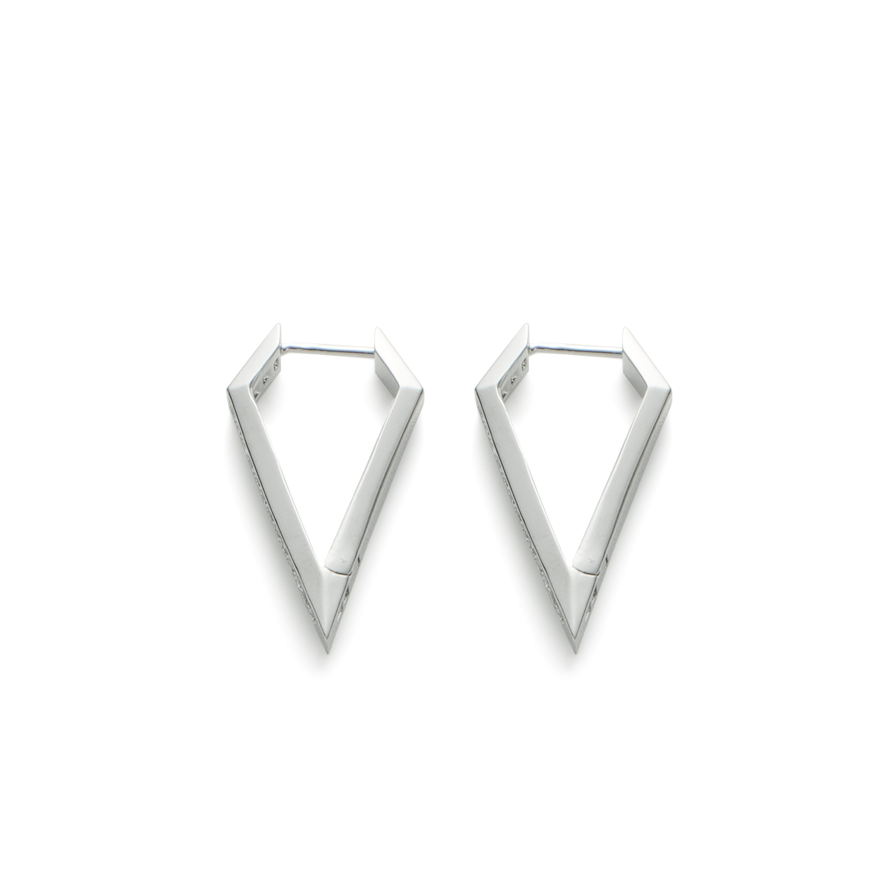 RSNY Diamond Line Earrings - RSNY R2146A 铜镀铑/银耳针 约3*30*15mm 几何感切面造型/镜面级精工抛光/纯手工镶嵌技艺/纯银高品质耳针