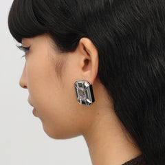 RSNY Redeen styling earrings - RSNY R2007 copper rhodium-plated/Tremella needles, about 25 * 38 * 7mm diamond-shaped design elements/geometric section shape/mirror-grade Seiko polishing/sterling silver high-quality ear needles