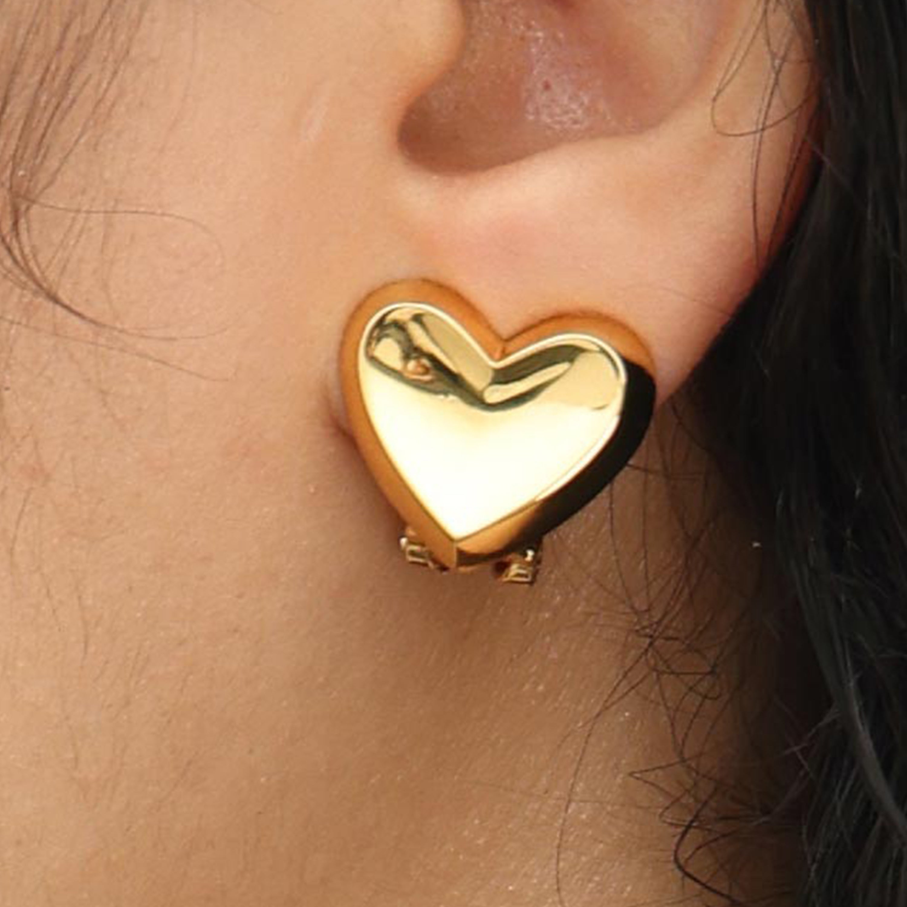 RSNY geometric love stud earrings - RSNY R2090B Copper Gold Plated/S925 Tremella Needle Weight: 8.2g Size: 20 * 3 * 18mm Love-type exquisite cut surface/exquisite detail processing/sterling silver high-quality ear acupuncture/mirror-grade Seiko polishing/lightweight brand craftsmanship