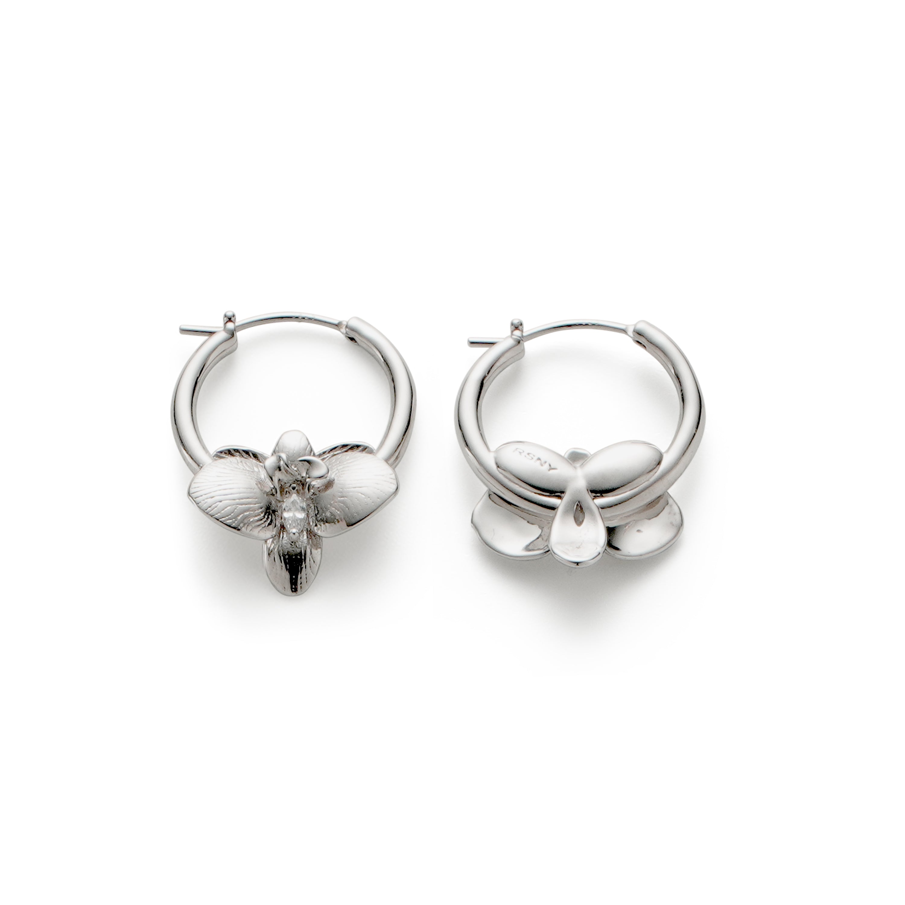 RSNY orchid earrings - RSNY R2115A Copper Rhodium Plated/Tremella Needle Size: 5 * 27 * 21mm Elegant flower elements/fashionable geometric shape/sterling silver high-quality ear needles/pure handmade fine carving process