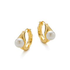 RSNY irregular pearl earrings - RSNY R2150B 铜镀金/银耳针 约9*18*25mm 不规则设计元素/时尚感几何造型/优选精品级贝珠/精致感细节处理