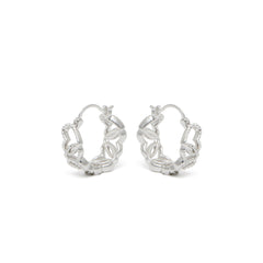 RSNY Diamond Textured Love Earrings - RSNY R2066A Copper Rhodium Plated/S925 Tremella Needle Weight: 5.5g Size: 18 * 7 * 20mm Diamond pattern love elements/lightweight hollowing process/pure hand inlay skills/mirror-level precision polishing