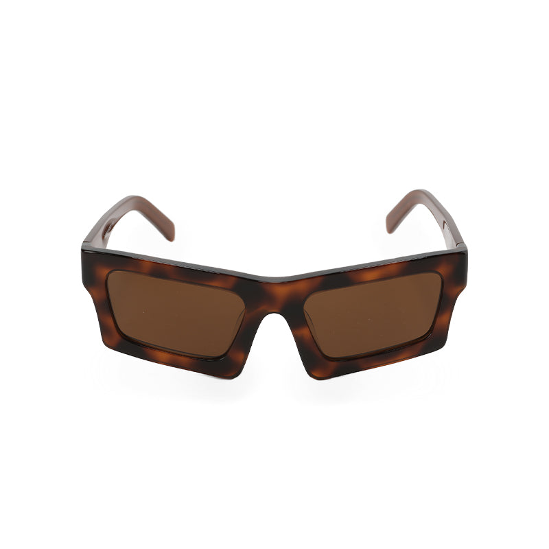 RSNY Glam SQUARE Sunglasses - RSNY ·MJ0012B · Plate/nylon lenses · Frame width 145.6mm/temple length 145mm · Lens width 53mm/height 36.9mm · Unisex attractive geometric square frame design/0 touch metal logo/bold frame for more visual focus/tortoiseshell frame and brown temple mix and match color matching