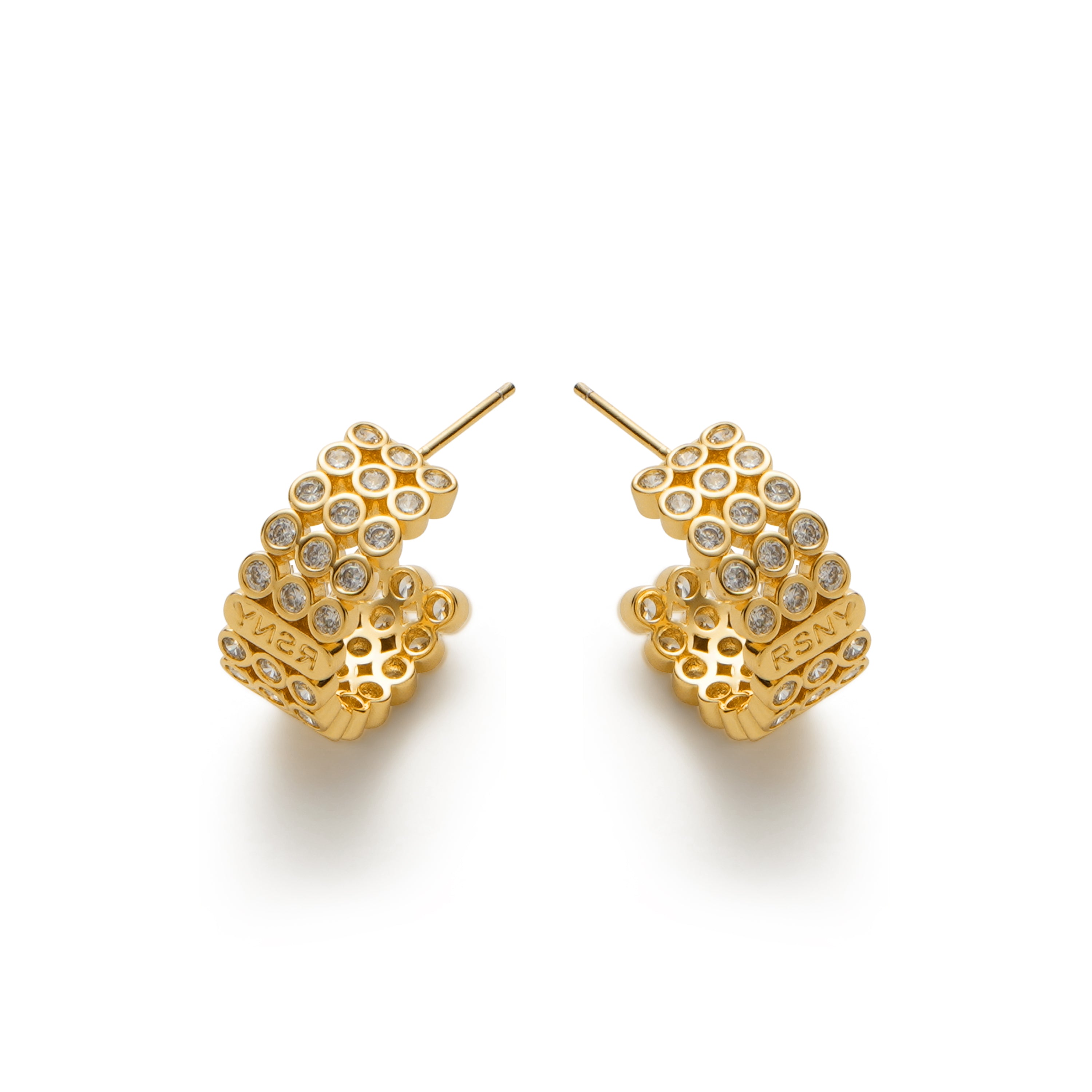 RSNY diamond shaped earrings - RSNY 1789W 铜镀金/银耳针 约8*18*18mm 钻石级精巧切面/纯银高品质耳针/高韧性弹簧耳扣/轻量化品牌工艺