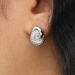 RSNY diamond pattern chain stud earring chain - RSNY R2026A Copper Rhodium Plated/S925 Tremella Needle/Brand Ear Plug Weight: 9.4g undefined Diamond pattern design elements/staggered ring geometry/sterling silver high-quality ear needles/mirror-grade precision polishing/lightweight brand craftsmanship