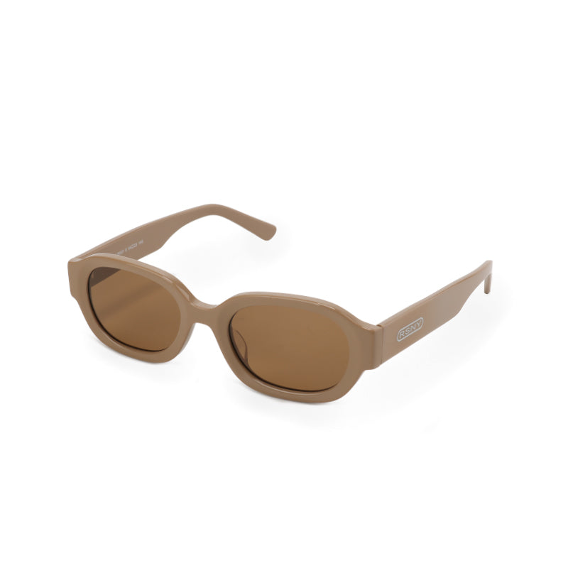 RSNY UN Retro Oval Sunglasses - RSNY ·MJ0007E · Plate/nylon lenses · Frame width 148.5mm/temple length 147mm · Lens width 53mm/height 38.2mm · Unisex retro oval shape design/0 touch metal logo/widened temple wear more comfortable/elegant milk tea color scheme