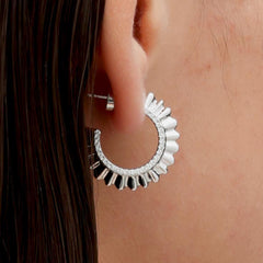 RSNY pleated earrings - RSNY R2138A 铜镀铑/银耳针 约3*23*23mm 波纹感设计元素/几何感切面造型/微厚重精巧质感/纯银高品质耳针