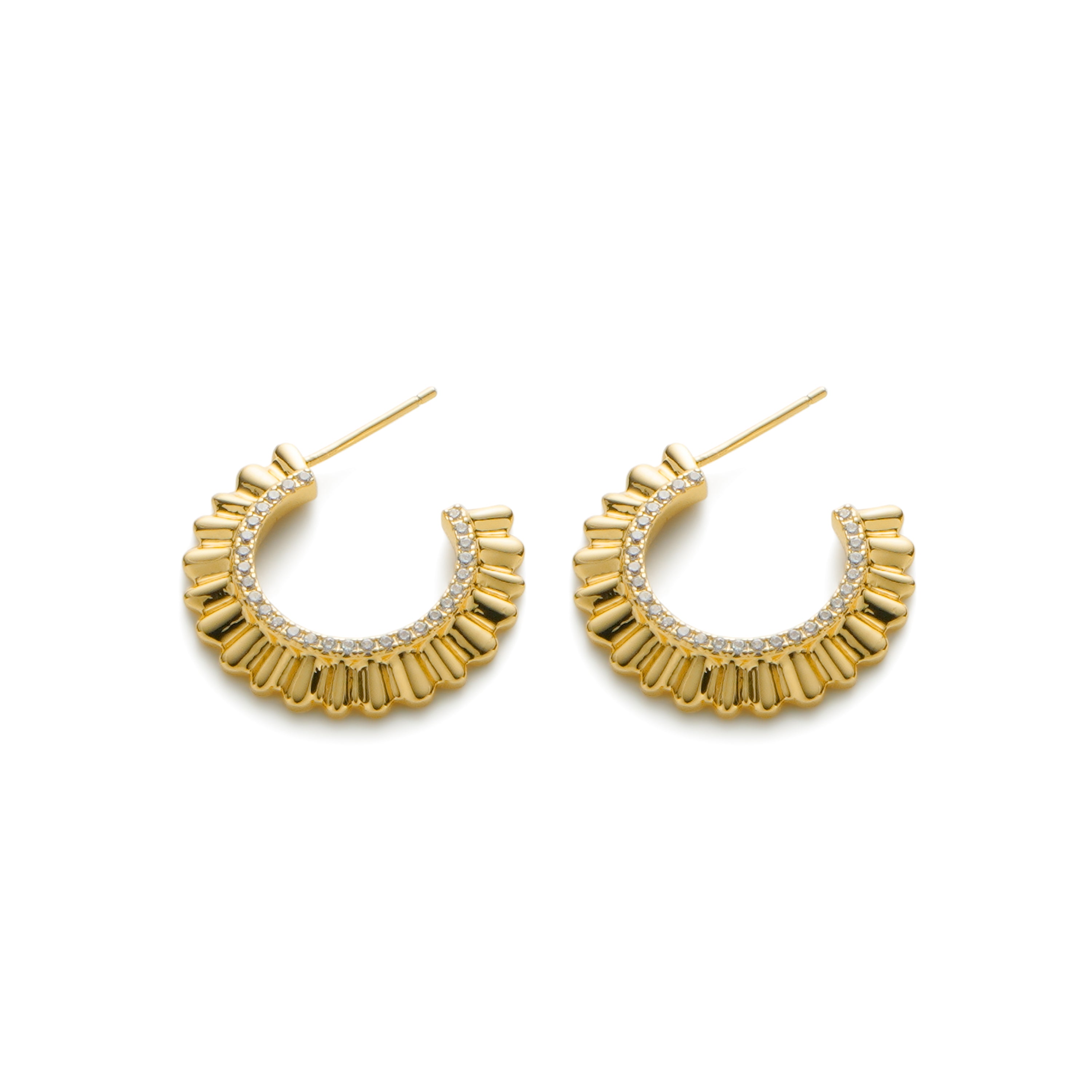 RSNY pleated earrings - RSNY R2138B 铜镀金/银耳针 约3*23*23mm 波纹感设计元素/几何感切面造型/微厚重精巧质感/纯银高品质耳针