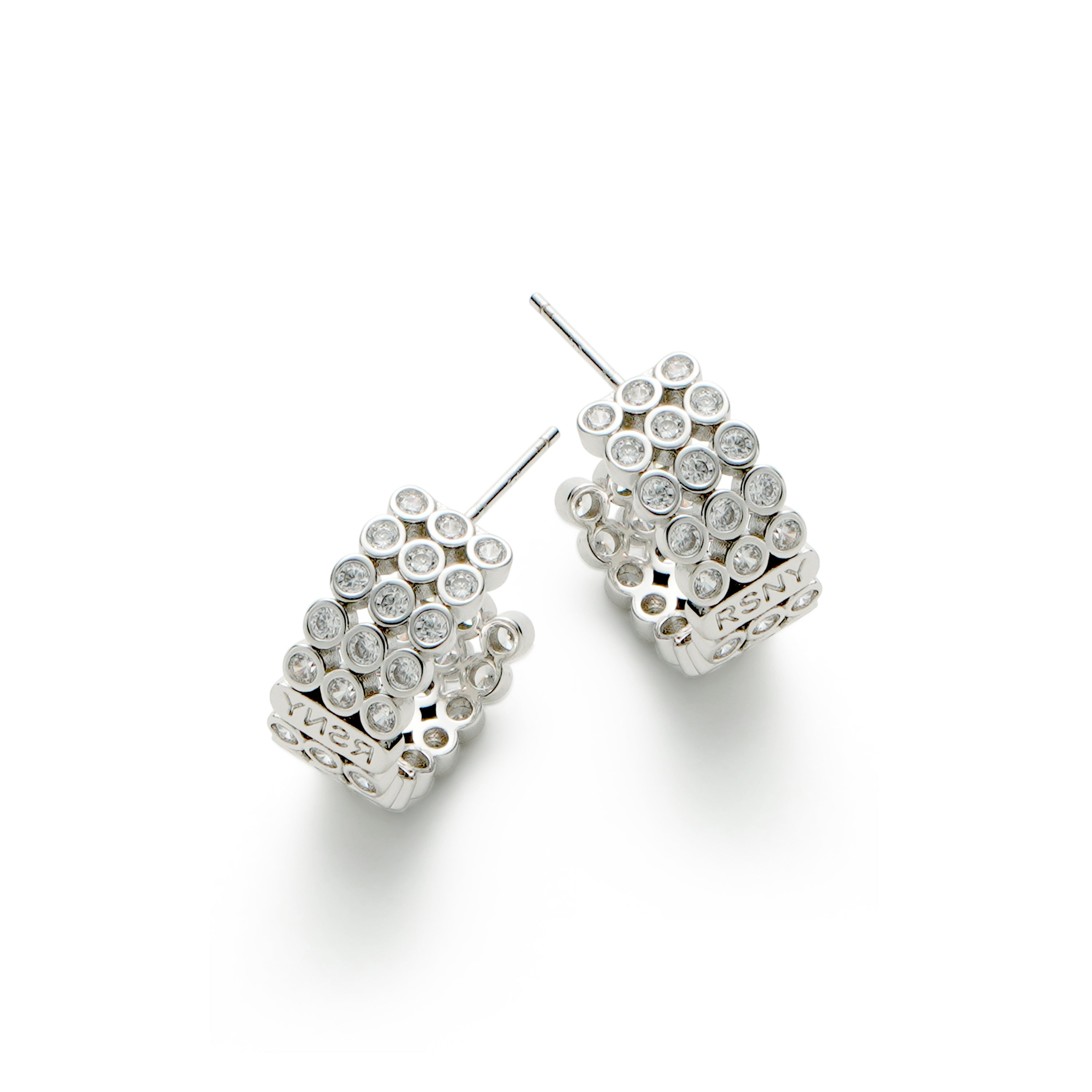 RSNY diamond shaped earrings - RSNY 1789W Size: 8 * 18 * 18mm Diamond grade delicate section/sterling silver high-quality ear acupuncture/high toughness spring ear buckle/lightweight brand craftsmanship