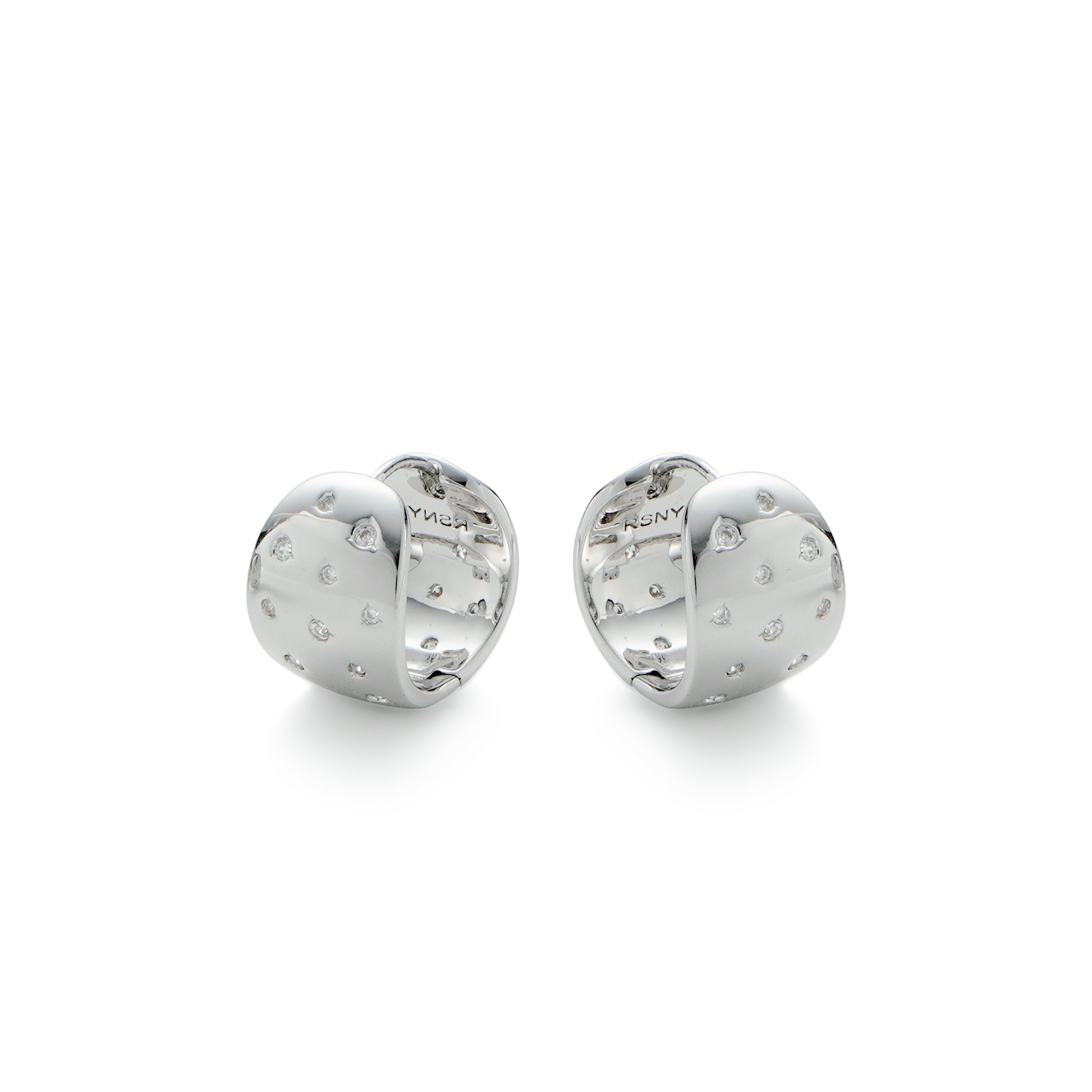 RSNY Geometric Earrings - RSNY R2130A 铜镀铑/银耳针 约11*13*15mm 钻石型设计元素/通勤款几何造型/精致感细节处理/纯手工镶嵌技艺