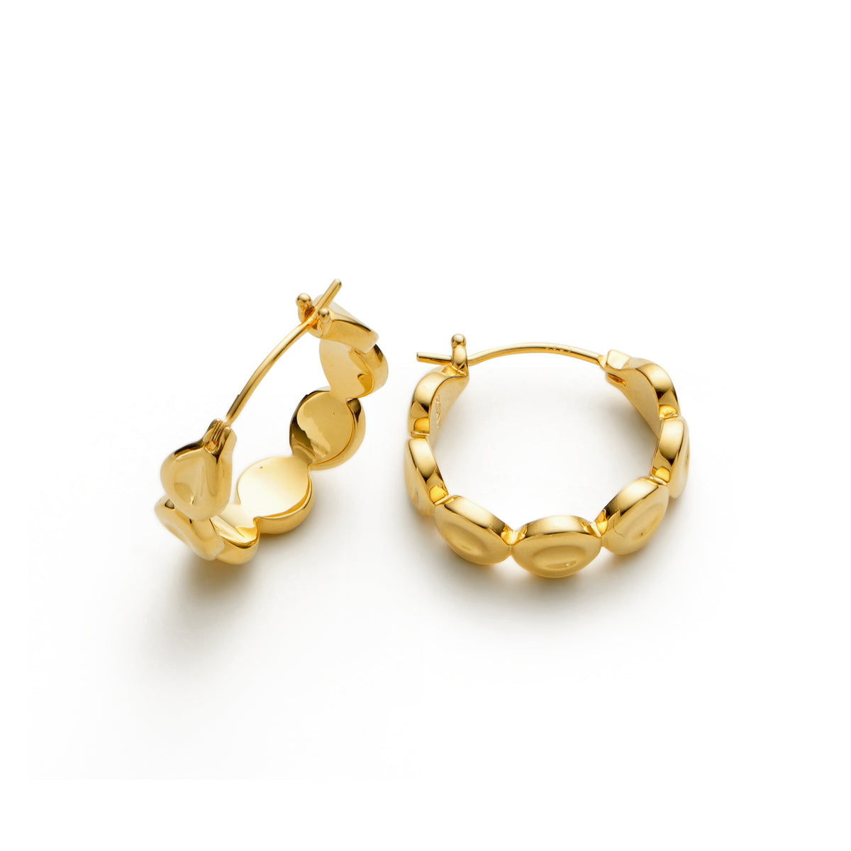 RSNY simple styling earrings - RSNY R2105B 铜镀金/银耳针 约19*6*19mm 时尚绕圈纹设计/镜面级精工抛光/轻量化品牌工艺/纯银高品质耳针