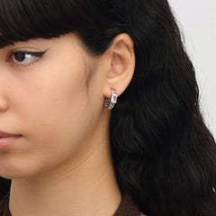 RSNY princess square chain earrings - RSNY R2106A 铜镀铑/银耳针 约6*19*20mm 几何感切面造型/镜面级精工抛光/精致感细节处理/精选优质仿钻石