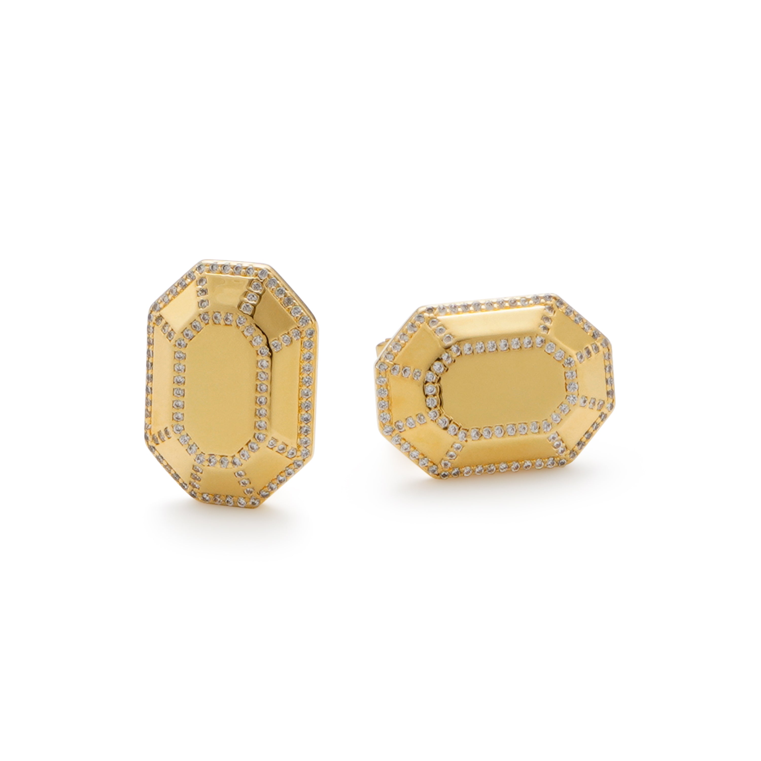 RSNY Redeen Styling Earrings - RSNY R2100B 铜镀金/银耳针 约14*20*4mm 钻石级精巧切面/镜面级精工抛光/纯手工镶嵌技艺/精致感细节处理
