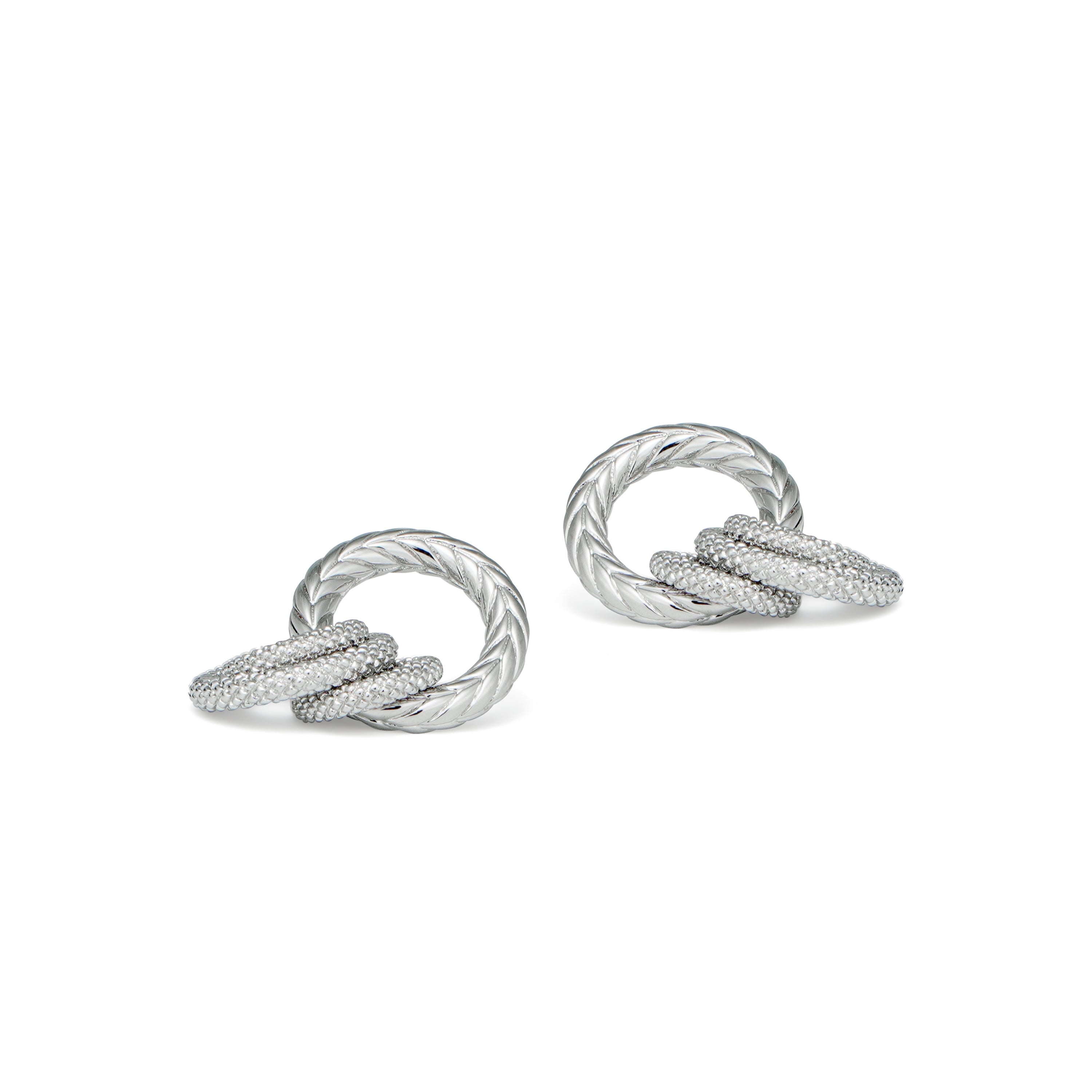 RSNY ring stud earrings - RSNY R2057A Copper Rhodium Plated/Tremella Needle Size: 18 * 28 * 16mm geometric winding elements/lightweight brand craftsmanship/exquisite detail processing/sterling silver high-quality ear needles