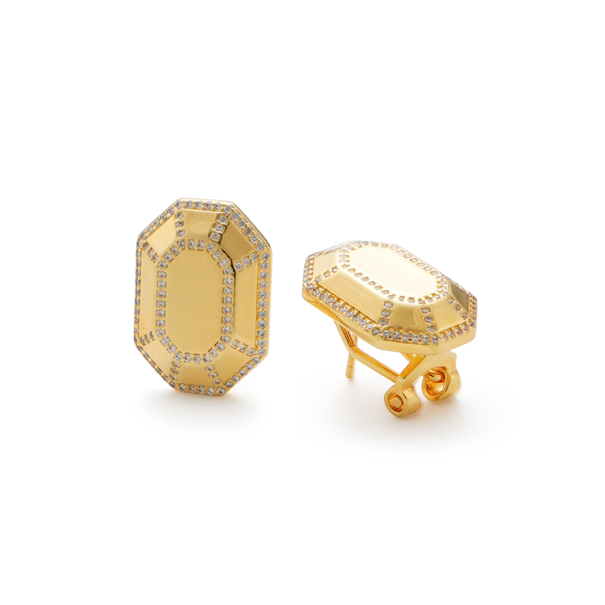 RSNY Redeen Styling Earrings - RSNY R2100B 铜镀金/银耳针 约14*20*4mm 钻石级精巧切面/镜面级精工抛光/纯手工镶嵌技艺/精致感细节处理