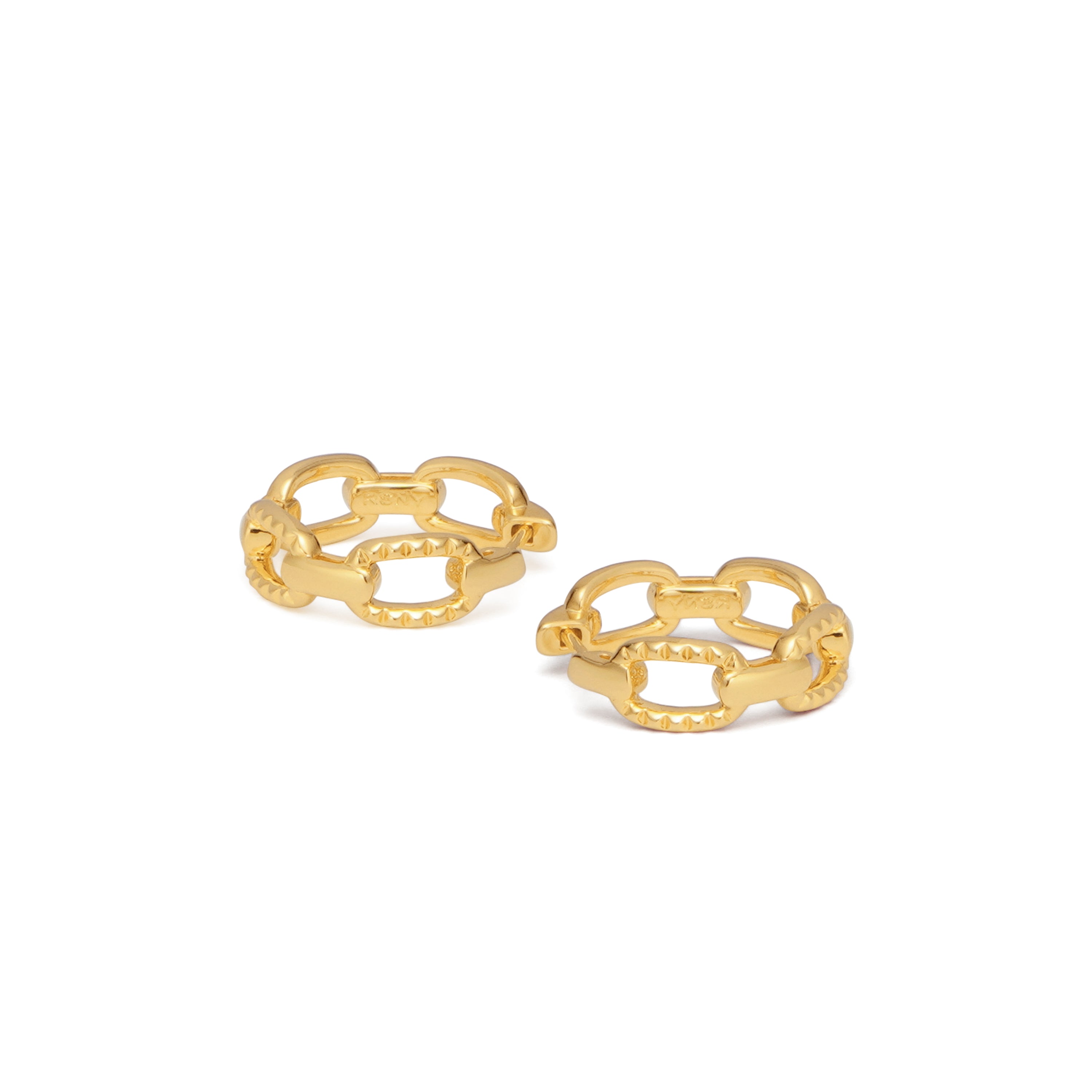 RSNY diamond pattern chain earrings - RSNY R2082B 铜镀金/银耳针 重量:4g 约19*6*19mm 钻石纹链条元素/轻量化镂空工艺/纯手工镶嵌技艺/镜面级精工抛光