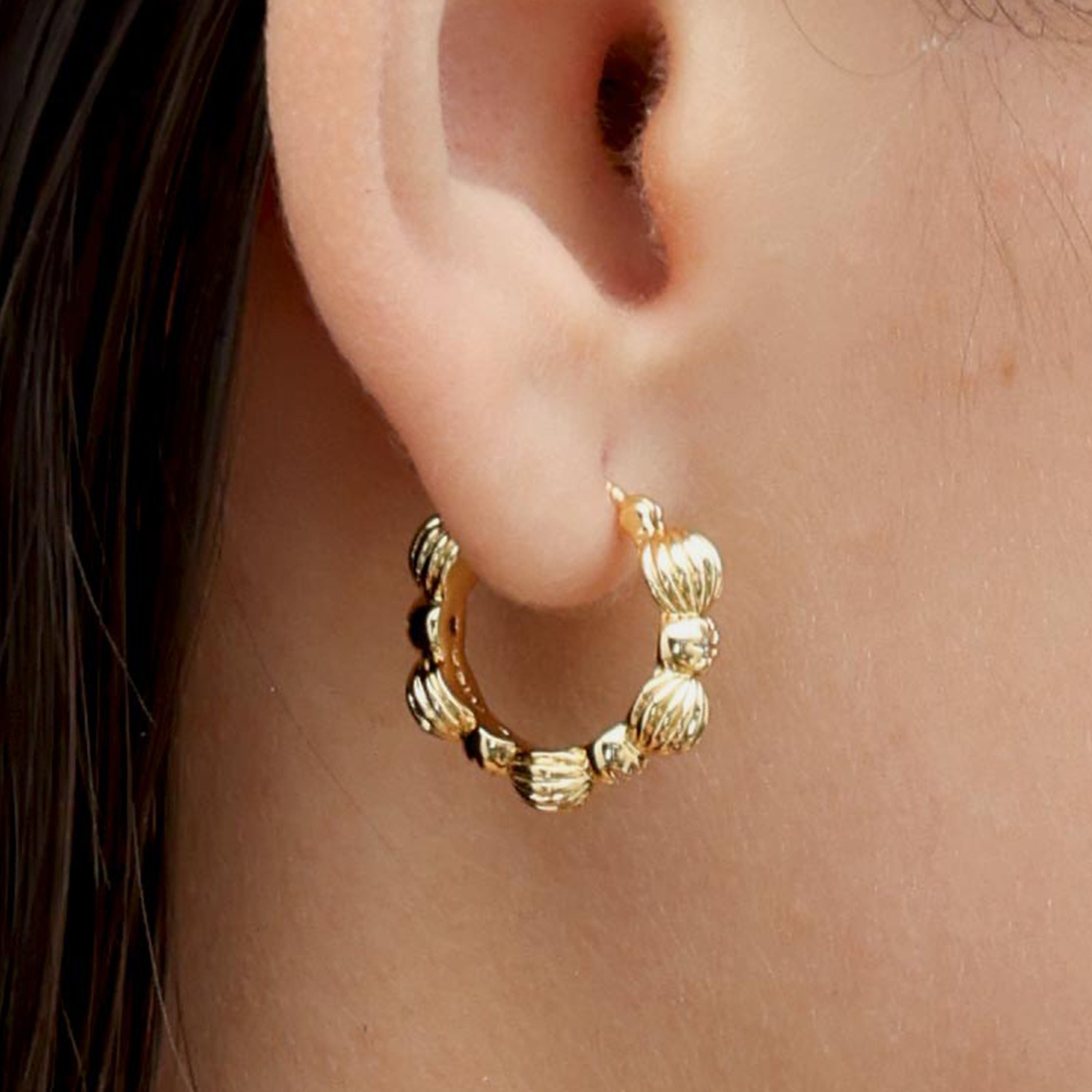 RSNY simple styling earrings - RSNY R2148B 铜镀金/银耳针 约5*20*20mm 几何缠绕感元素/通勤款简约造型/纯手工精雕工艺/纯银高品质耳针