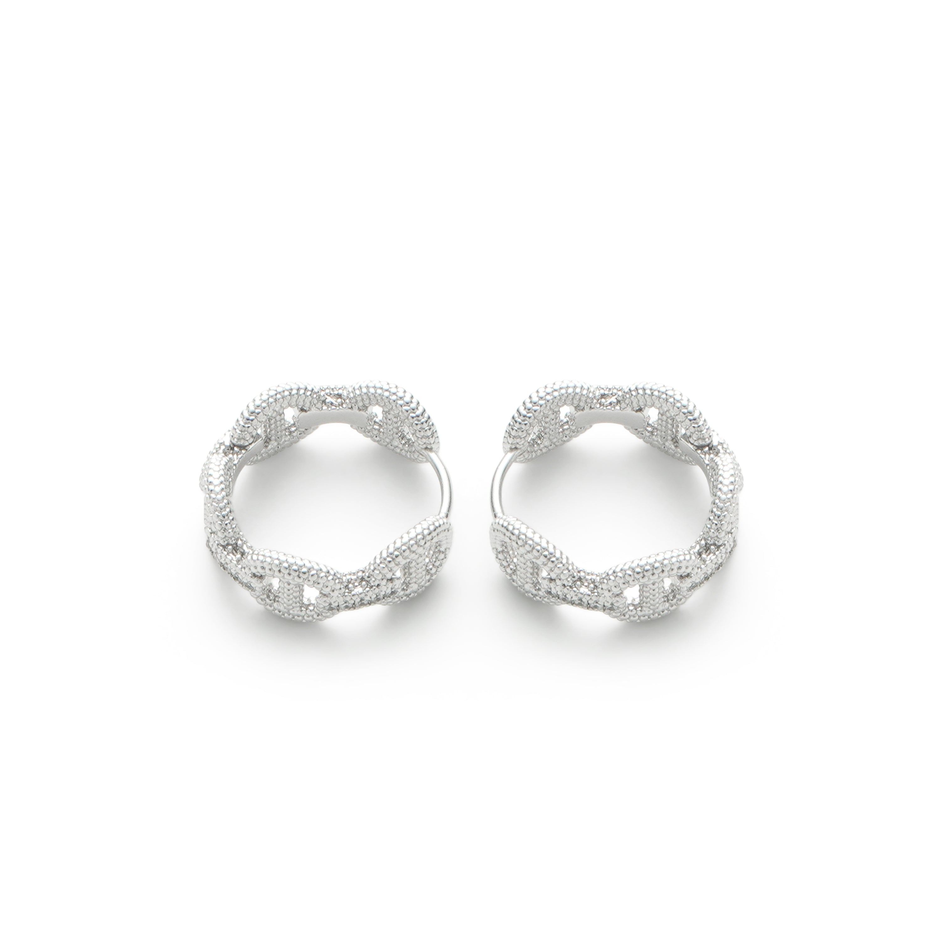 RSNY Geometric Textured Earrings - RSNY R2177A 铜镀铑/银耳针 约7*20*20mm 钻石纹设计元素/几何感切面造型/纯银高品质耳针/精巧感开合设计