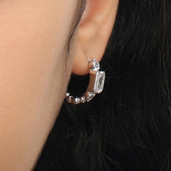 RSNY Redeen Diamond Earrings - RSNY R2103A Copper Rhodium Plated/Tremella Needle Size: 6 * 18 * 18mm geometric section modeling/mirror-grade precision polishing/exquisite detail processing/selected high-quality imitation diamonds