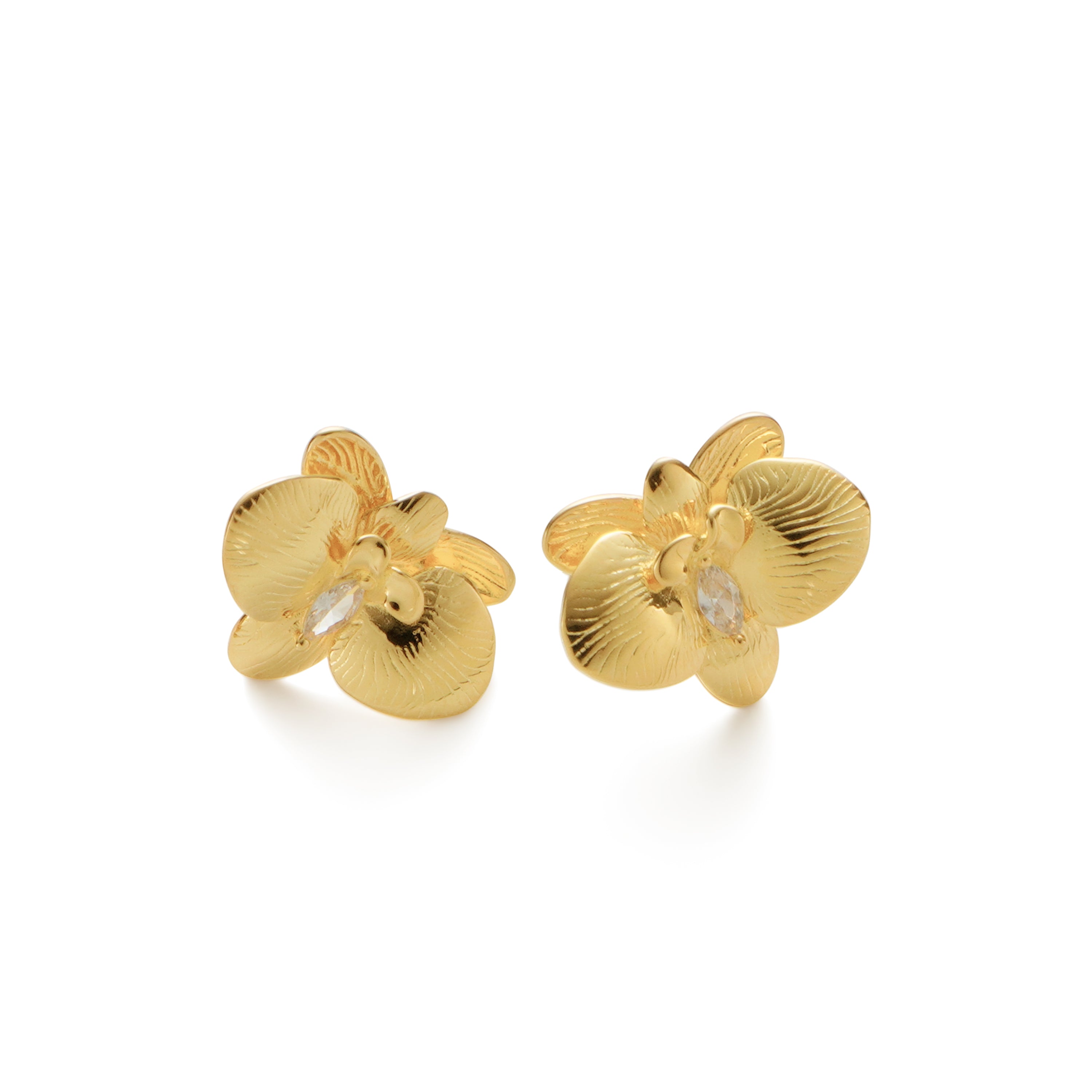 RSNY orchid stud earrings - RSNY R2114B 铜镀金/银耳针 约20*17*7mm 优雅感花朵元素/时尚感几何造型/纯银高品质耳针/纯手工精雕工艺