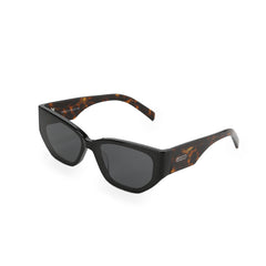 RSNY Grande SQUARE Sunglasses - RSNY ·MJ0013A · Plate/nylon lenses · Frame width 145.3mm/temple length 145mm Lens width 62.5mm/height 42.5mm · Unisex flat embedded square frame design/0 touch metal logo/Wide temple is more comfortable to wear/Black frame and tortoiseshell pattern temple mix and match color matching