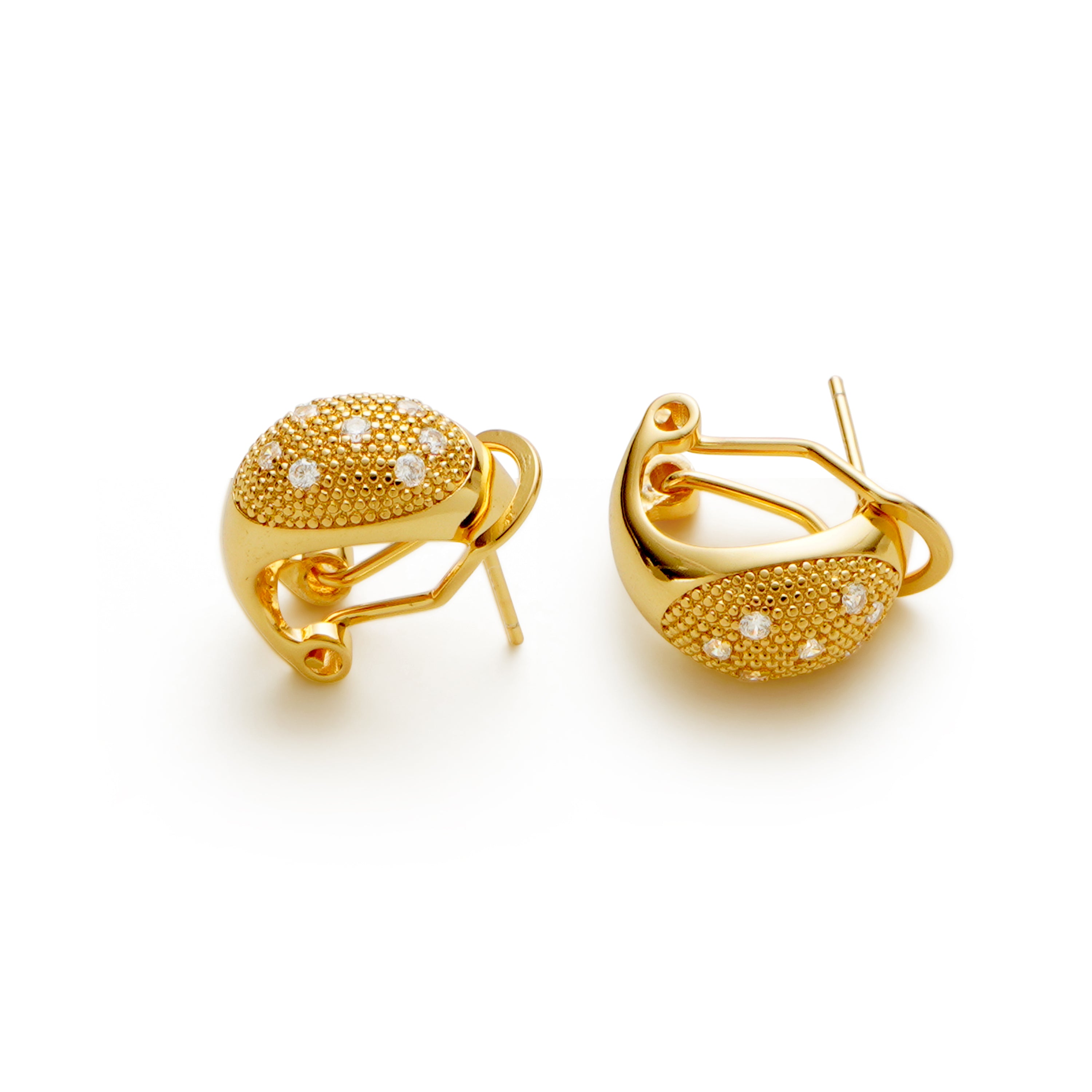 RSNY Geometric Earrings - RSNY R2182B 铜镀金/银耳针 约18*10*10mm 钻石纹设计元素/几何感切面造型/纯银高品质耳针/精巧感开合设计