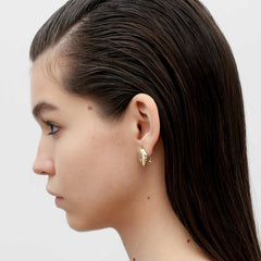 RSNY Eye of Rome stud earrings - RSNY R2166B 铜镀金/银耳针 约20*13*6mm 立体感几何设计/镜面级精工抛光/精选优质仿钻石/纯银高品质耳针