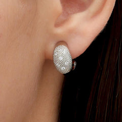 RSNY Geometric Earrings - RSNY R2182A 铜镀铑/银耳针 约18*10*10mm 钻石纹设计元素/几何感切面造型/纯银高品质耳针/精巧感开合设计