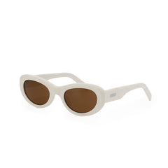 RSNY Moon OVAL Sunglasses - RSNY ·MJ0010B · Plate/nylon lenses · Frame width 145.7mm/temple length 145mm Lens width 51mm/height 34.9mm · Unisex moon art design/super touch matte plate/brand metal logo/fashionable milk white color scheme