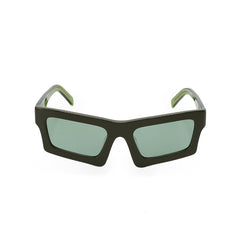RSNY Glam SQUARE Sunglasses - RSNY ·MJ0012C · Plate/nylon lenses · Frame width 145.6mm/temple length 145mm · Lens width 53mm/height 36.9mm · Unisex attractive geometric square frame design/0 touch metal logo/bold frame for more visual focus/tea green frame and transparent green temple mix and match color matching