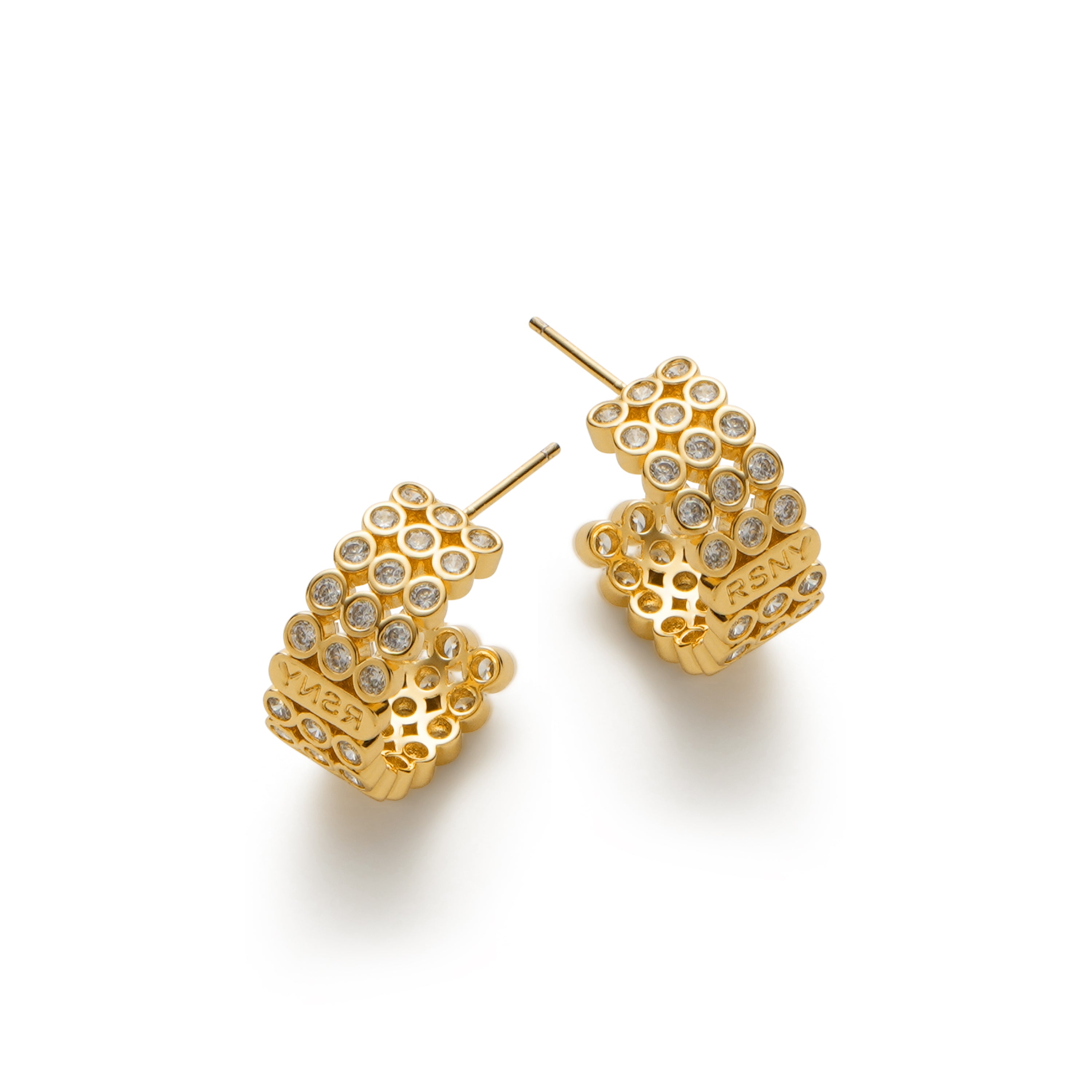 RSNY diamond shaped earrings - RSNY 1789W 铜镀金/银耳针 约8*18*18mm 钻石级精巧切面/纯银高品质耳针/高韧性弹簧耳扣/轻量化品牌工艺