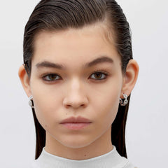 RSNY Geometric Textured Earrings - RSNY R2177A 铜镀铑/银耳针 约7*20*20mm 钻石纹设计元素/几何感切面造型/纯银高品质耳针/精巧感开合设计