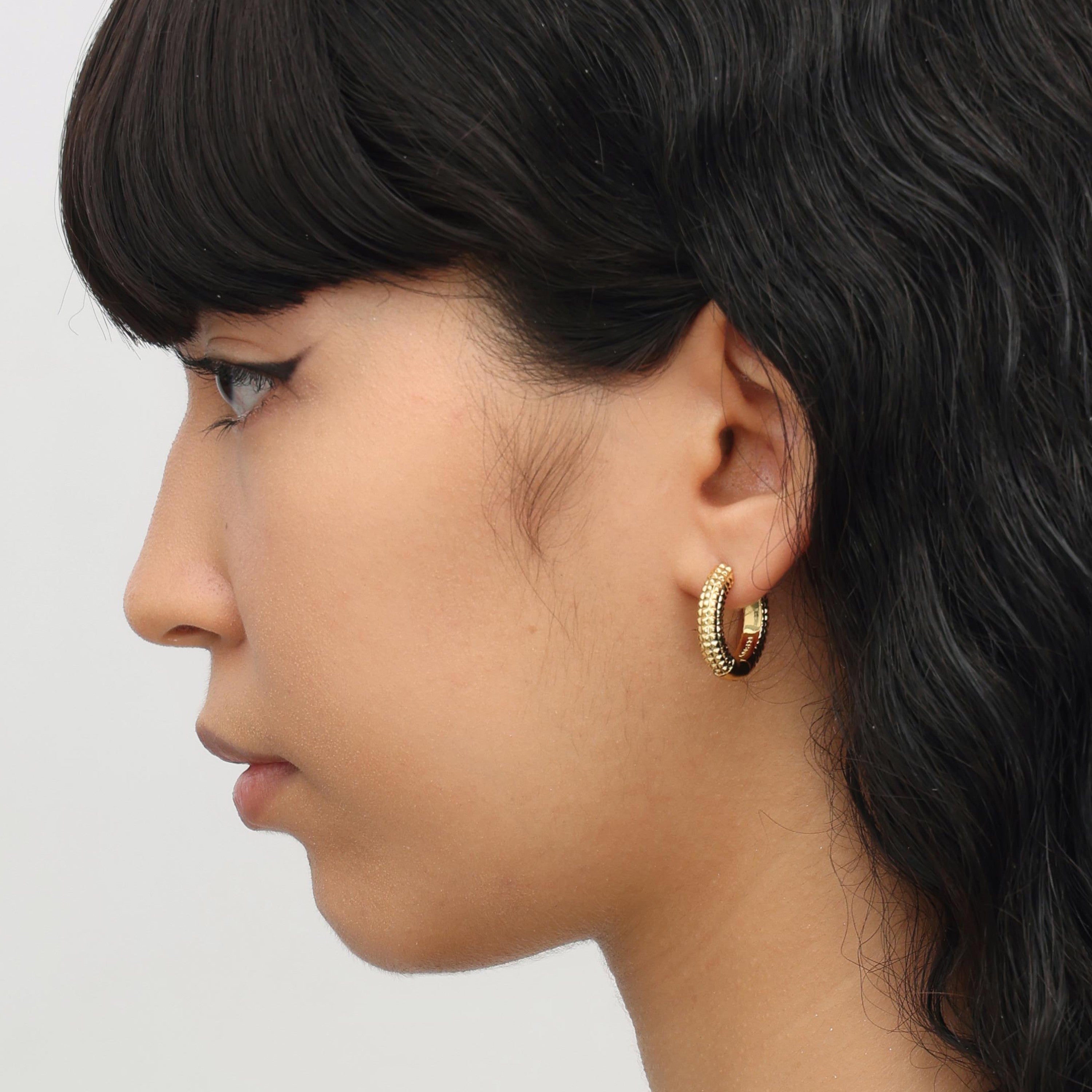 RSNY Diamond Textured Earrings - RSNY R2020B Copper Gold Plated/S925 Tremella Needle (Sterling Silver Only) Weight: 11.8g Size: 21 * 5 * 23mm diamond pattern design elements/exquisite detail processing/mirror-grade Seiko polishing/sterling silver high-quality ear needles/lightweight brand craftsmanship