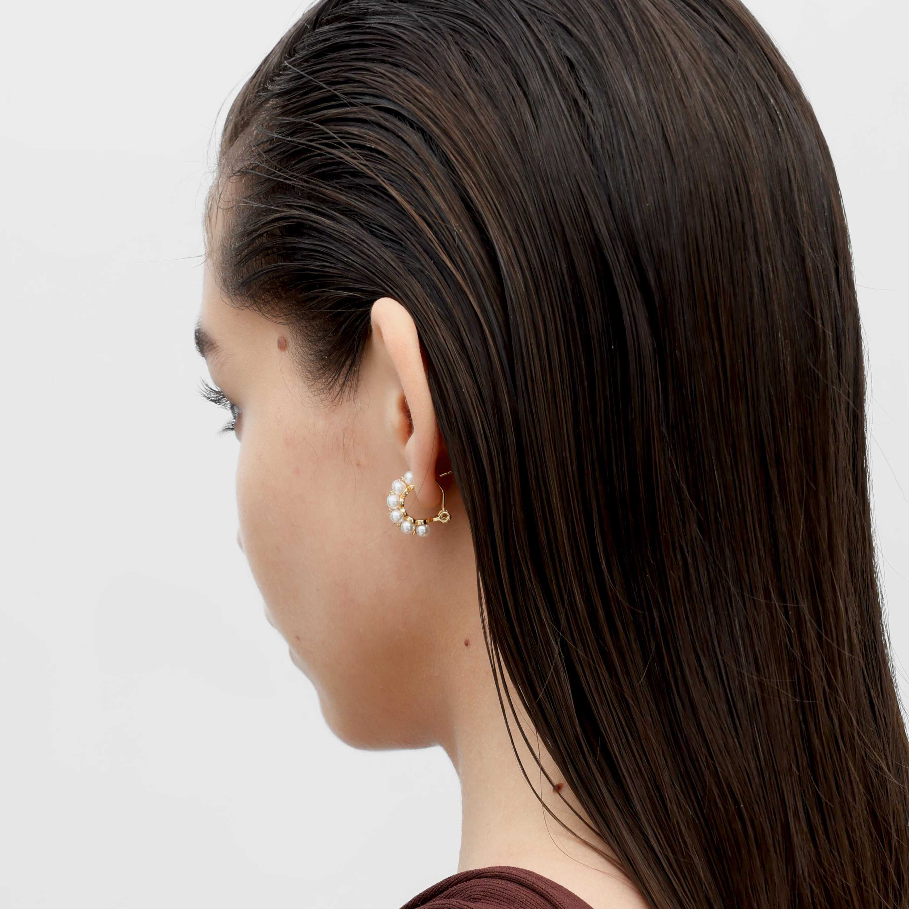 RSNY double pearl earrings - RSNY R2164B 铜镀金/银耳针 约19*8*13mm 波点型设计元素/时尚感几何造型/优选精品级贝珠/精致感细节处理
