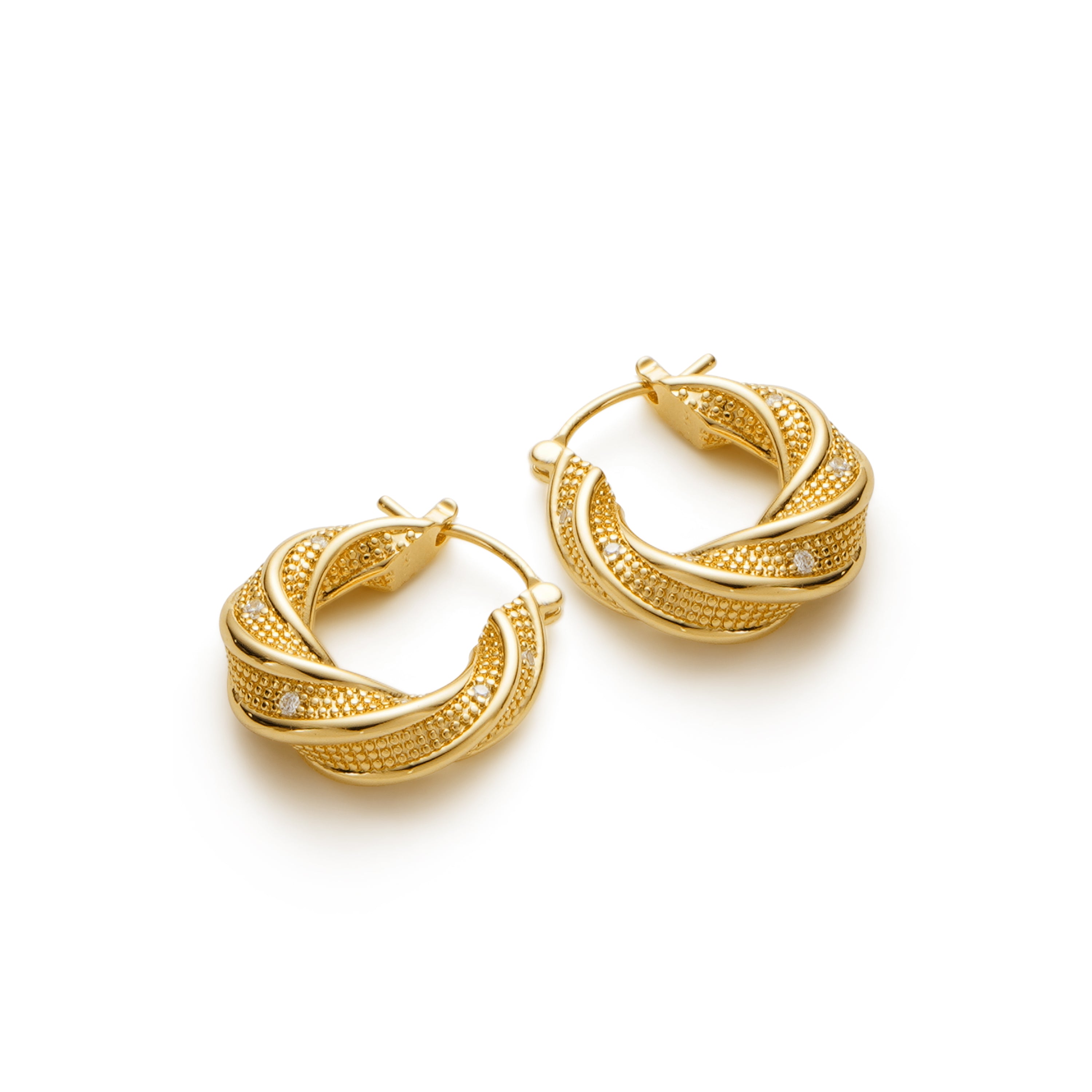 RSNY geometric abstract earrings - RSNY R2187B 铜镀金/银耳针 约20*20*8mm 几何缠绕感元素/交错环几何造型/纯手工精雕工艺/微厚重精巧质感