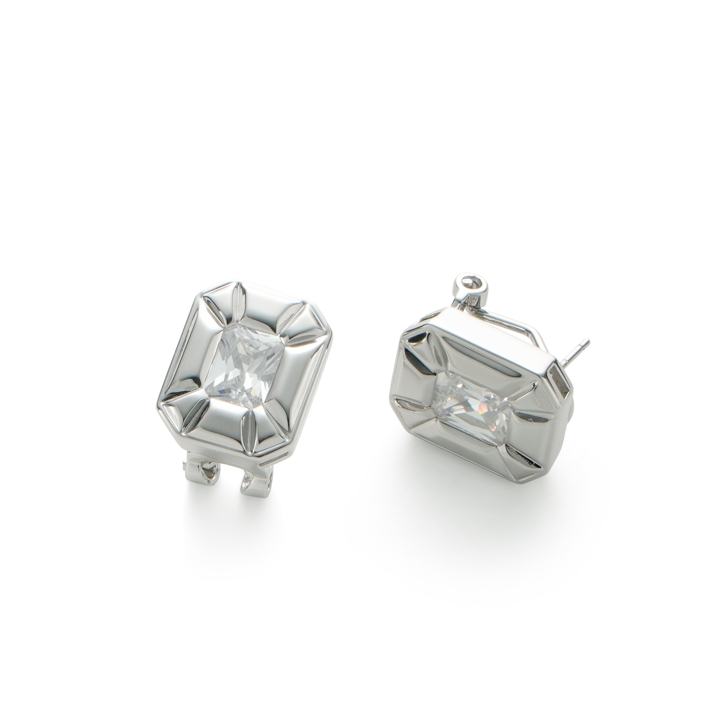 RSNY Redeen Styling Earrings - RSNY R2116A 铜镀铑/银耳针 约15*18*5mm 钻石型设计元素/时尚感几何造型/轻量化镂空工艺/微厚重精巧质感