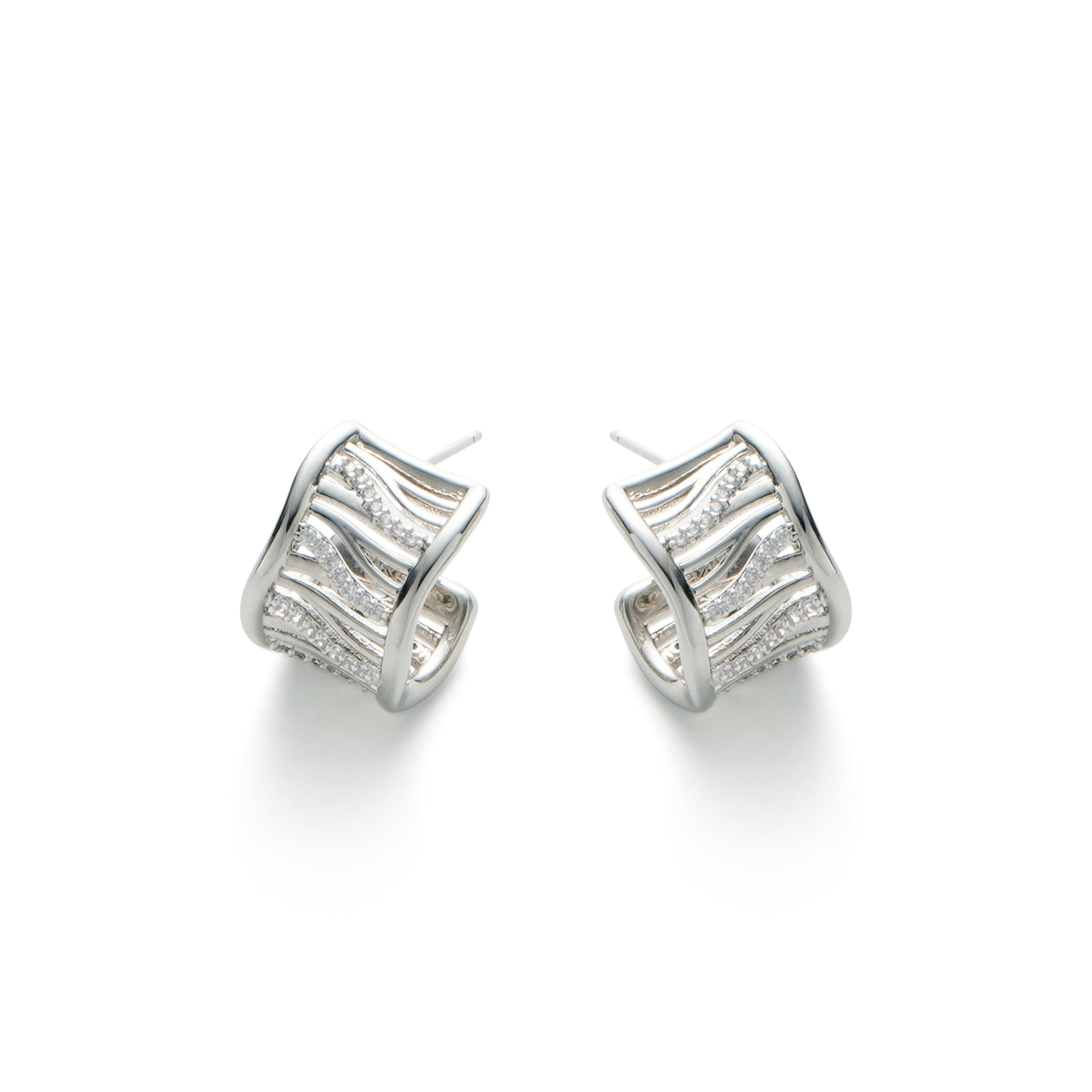 RSNY simple line earrings - RSNY R2124A 铜镀金/银耳针 约12*16*16mm 几何缠绕感元素/通勤款几何造型/镜面级精工抛光/轻量化品牌工艺