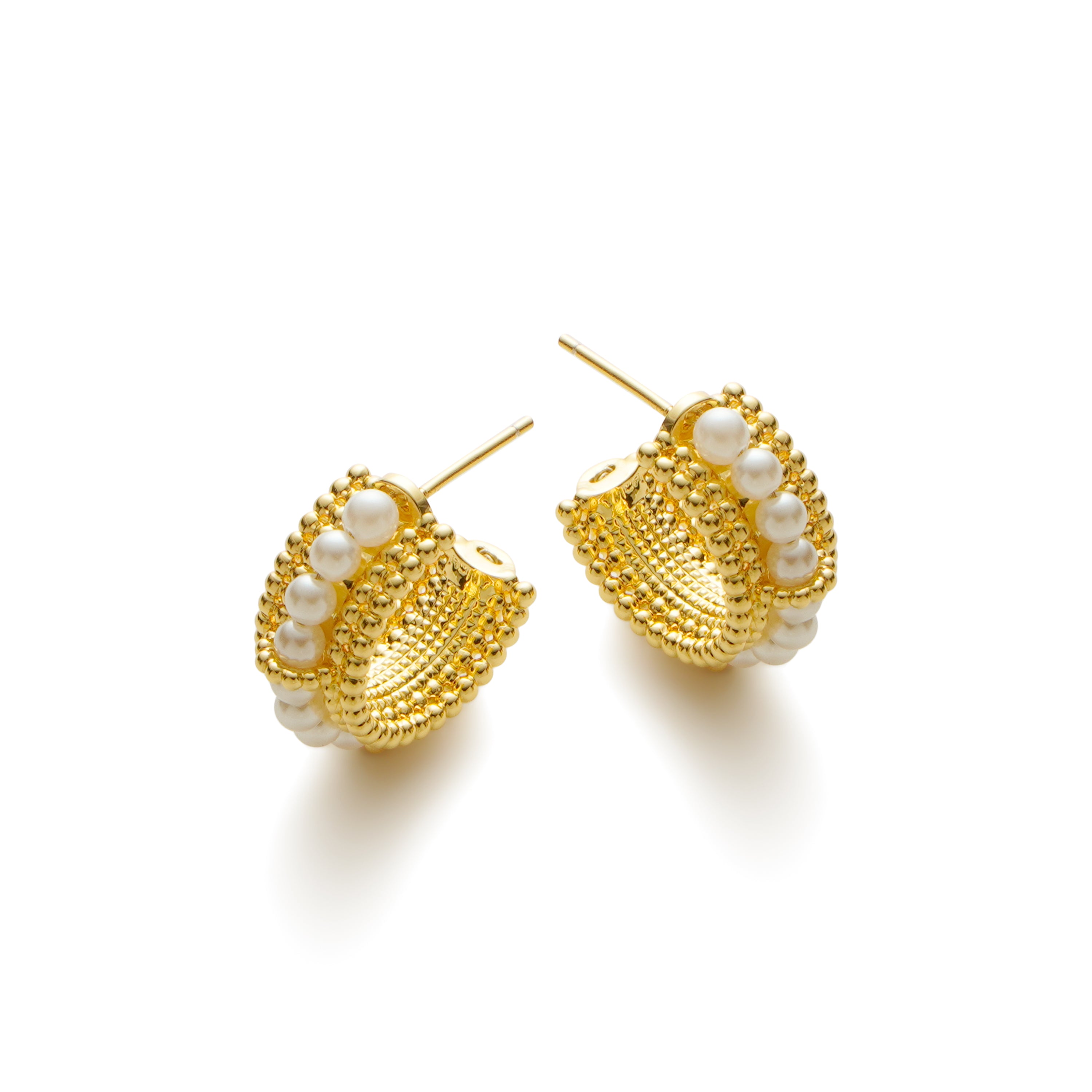 RSNY pearl earrings - RSNY R2153B 铜镀金/银耳针 约21*9*21mm 波点型设计元素/时尚感几何造型/优选精品级贝珠/精致感细节处理
